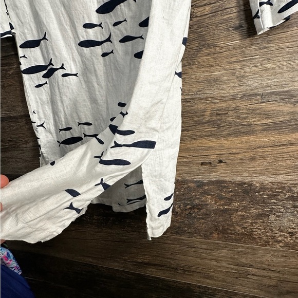 Talbots White and Blue Fish Print Dress Sundress - Picture 4 of 8